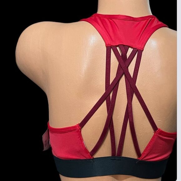 Victorias Secret Victoria Sport Unlined Strappy Racerback Sports bra Red M - Picture 3 of 4